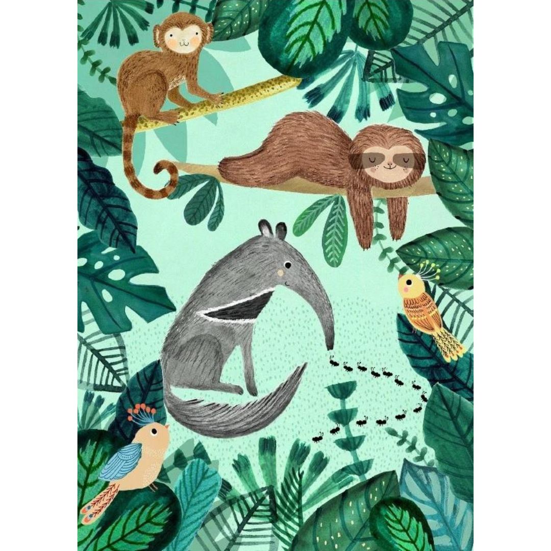 petit monkey ansichtkaart - anteater and sloth  | PC37 | 0