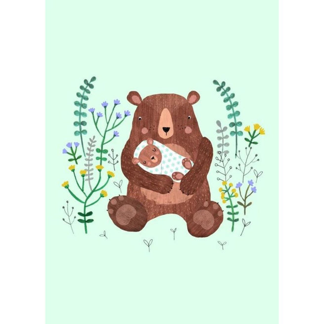 petit monkey ansichtkaart - mother + baby bear  | PC25 | 0