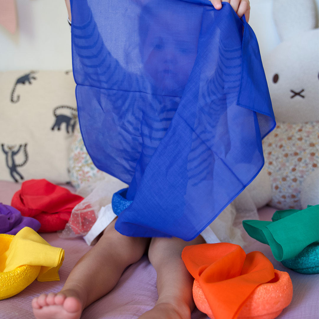pit and play speeldoek regenboog - blauw - 48x48 cm | 6154112514598 | 011