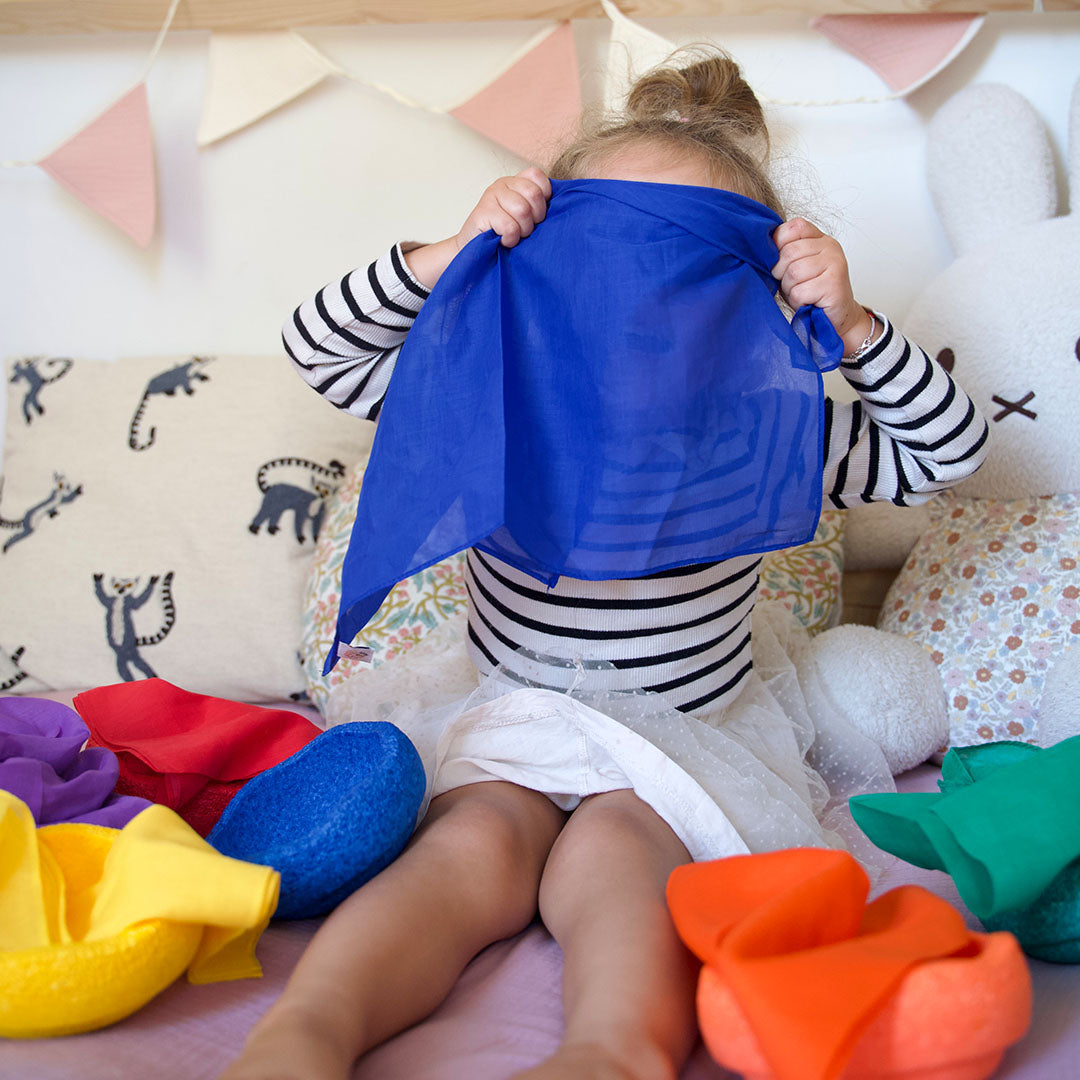 pit and play speeldoek regenboog - blauw - 48x48 cm | 6154112514598 | 012