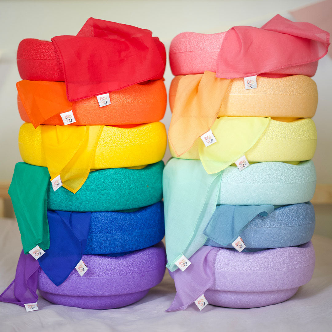 pit and play speeldoek regenboog - blauw - 48x48 cm | 6154112514598 | 2