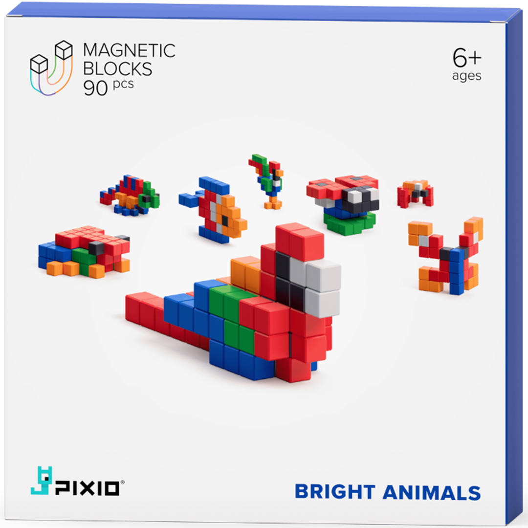 pixio magnetische blokjes bright animals - 90st | 30104 | 0