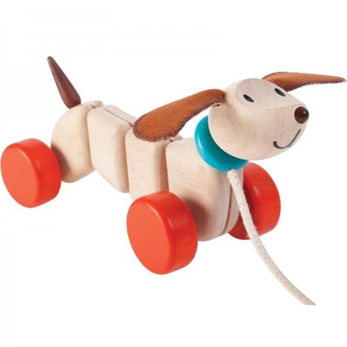 plan toys houten trekfiguur - blije puppy  | 5101 | 1