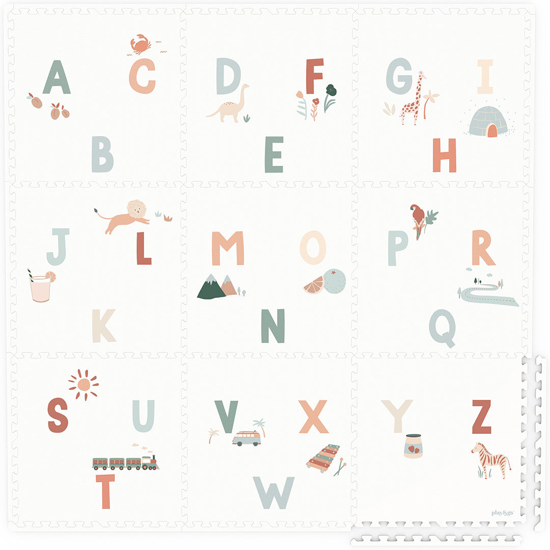 play&go 2-in-1 foam speelmat eevaa - alphabet - 180x180 cm | 4895250601000 | 0