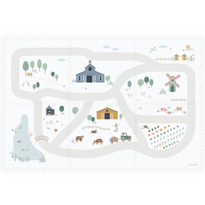 play&go 2-in-1 foam speelmat eevaa - farm - 180x120 cm | 4895250601284 | 0