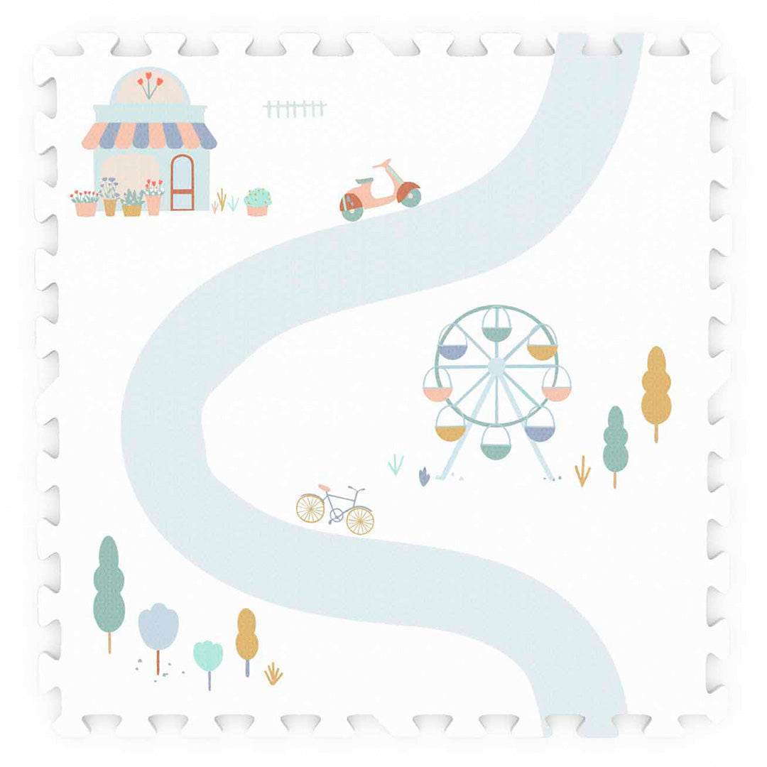 play&go 2-in-1 foam speelmat eevaa - village - 180x120 cm | 4895250600935 | 3