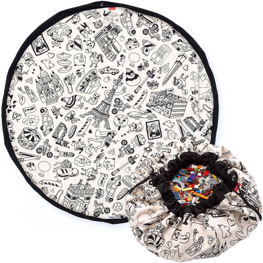 play&go speelkleed en opbergzak noomad - color your bag - paris