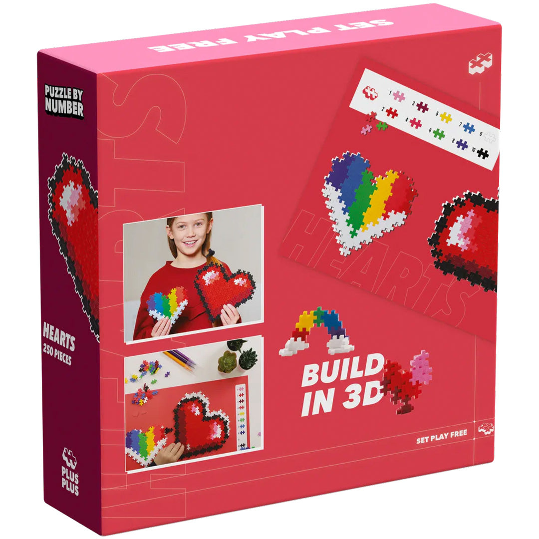 plus-plus bouwstenen puzzle by number - hearts - 250st | PLUS267226 | 4