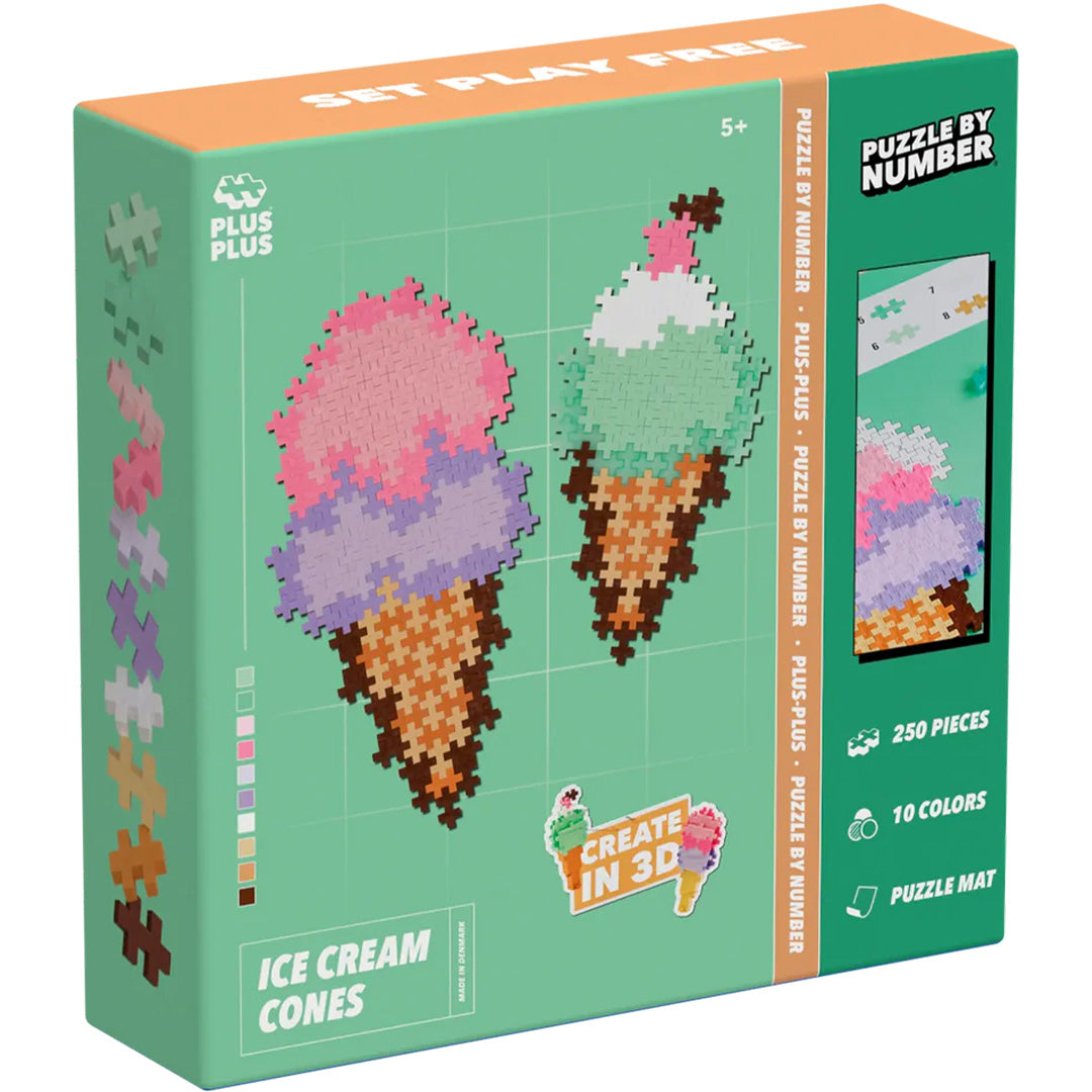 plus-plus bouwstenen puzzle by number - ice cream cones - 250st | PLUS004346 | 1
