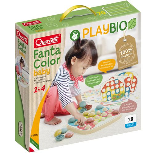 quercetti playbio mozaïekpuzzel fantacolor baby - 22st  | QT84405 | 1