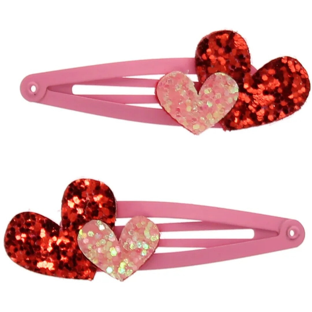 rex london haarspeldjes love hearts glitter - 2st | 30302 | 0