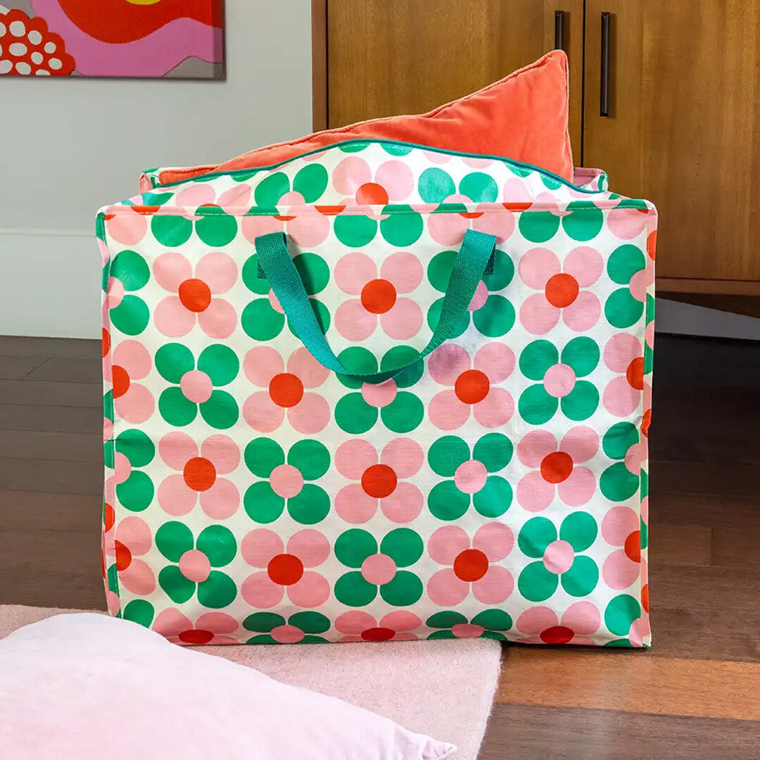 rex london jumbo opbergtas pink and green daisy | 30416 | 1