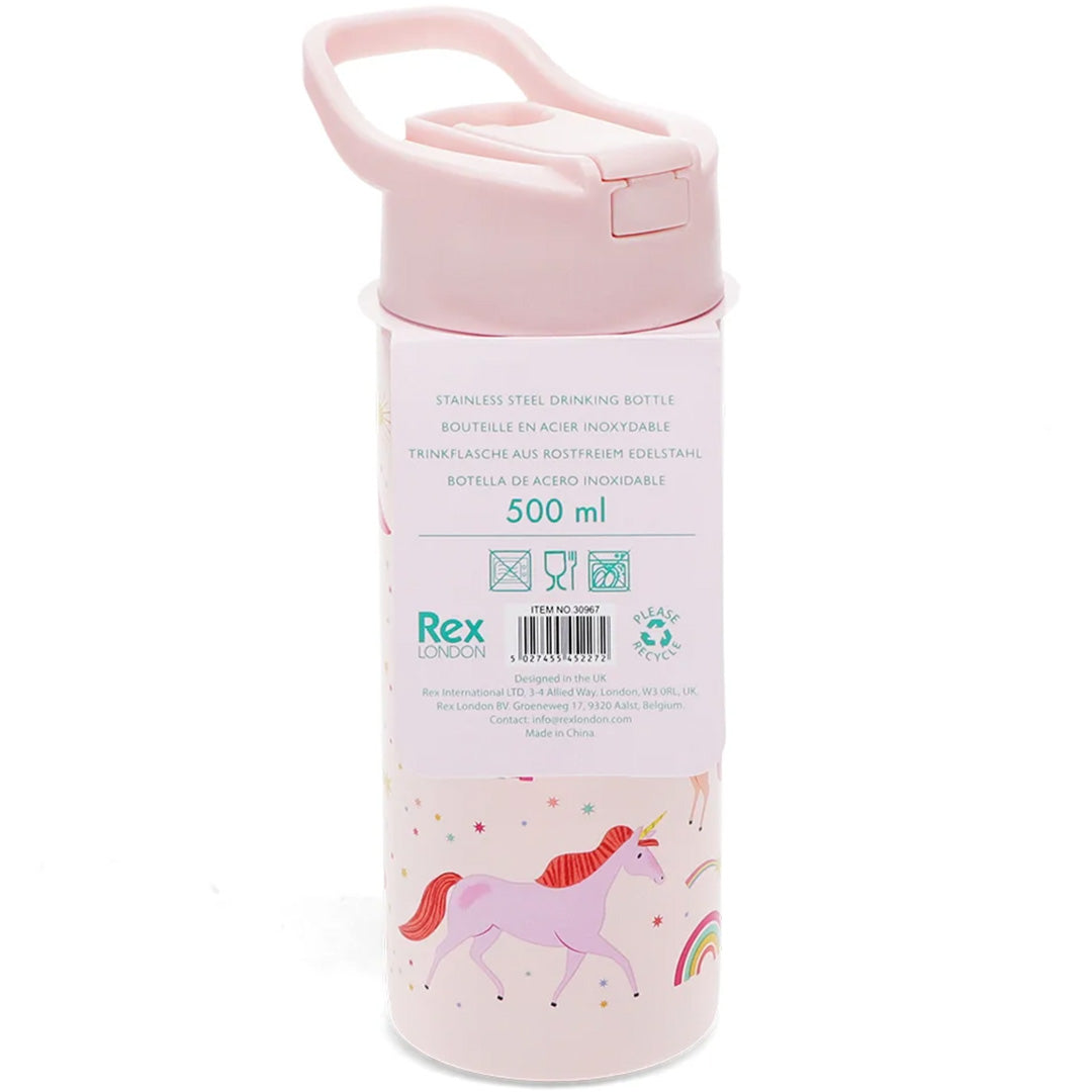 rex london rvs drinkfles met rietje - unicorn - 500 ml | 30967 | 5