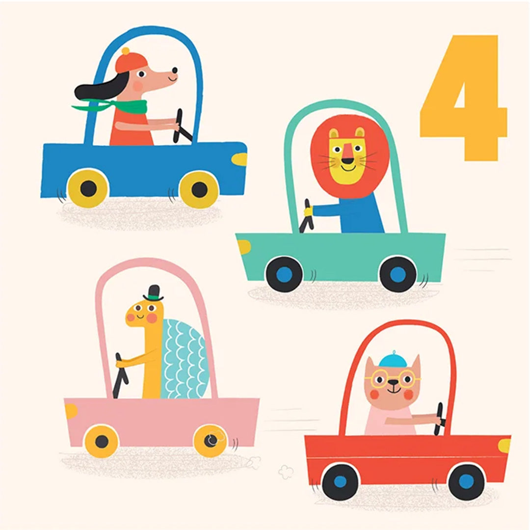 rex london verjaardagskaart - driving animals - 4 jaar | REX30195 | 1