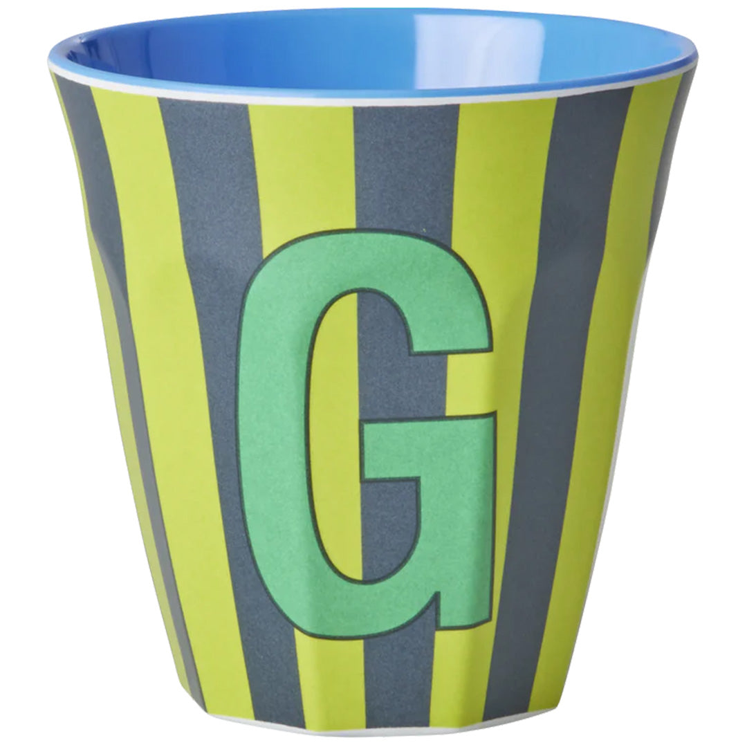 rice alfabetbeker G - streepjes - groen - 250 ml | MELCU-ALPSTRGB | 1