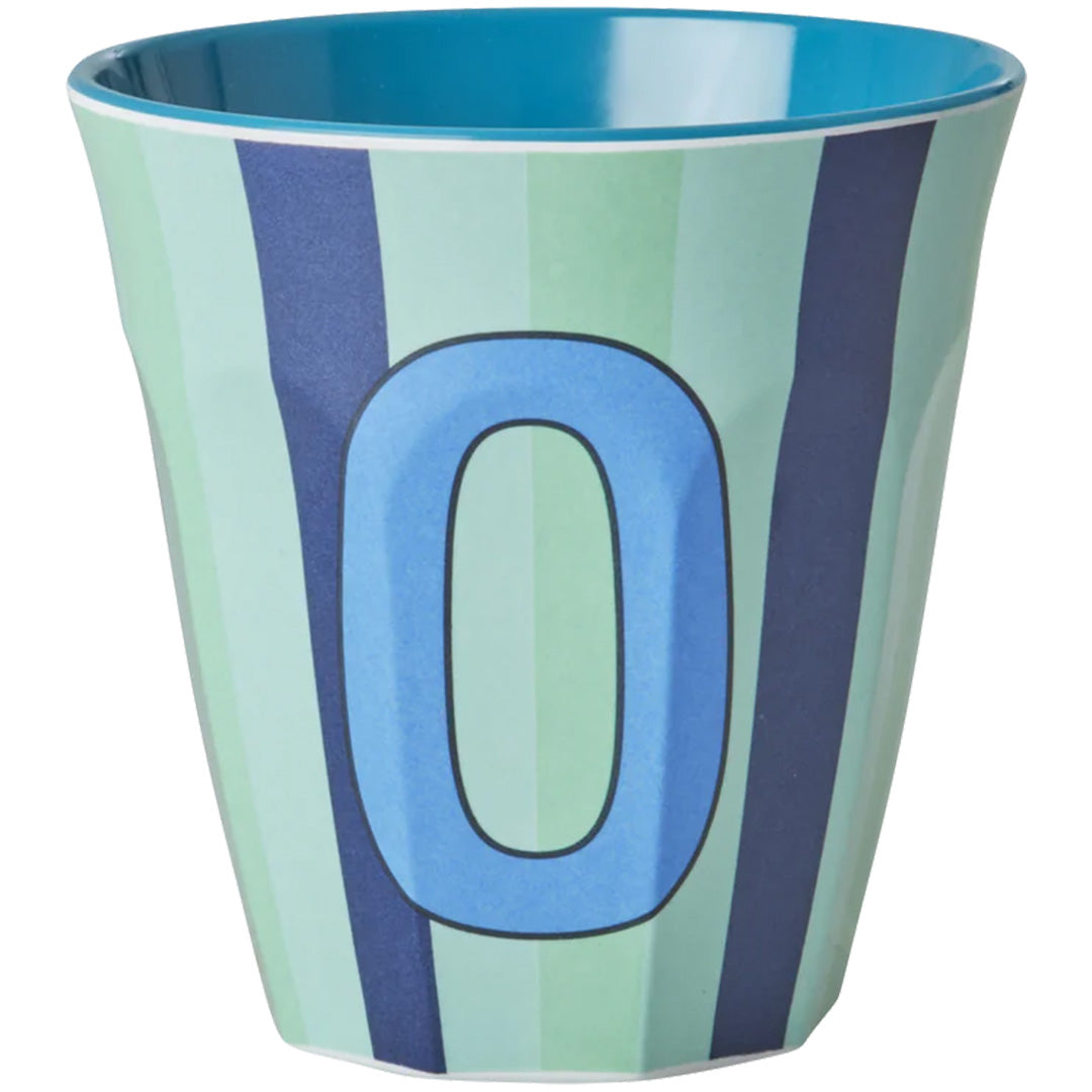 rice alfabetbeker O - streepjes - blauw - 250 ml | MELCU-ALPSTROB | 1