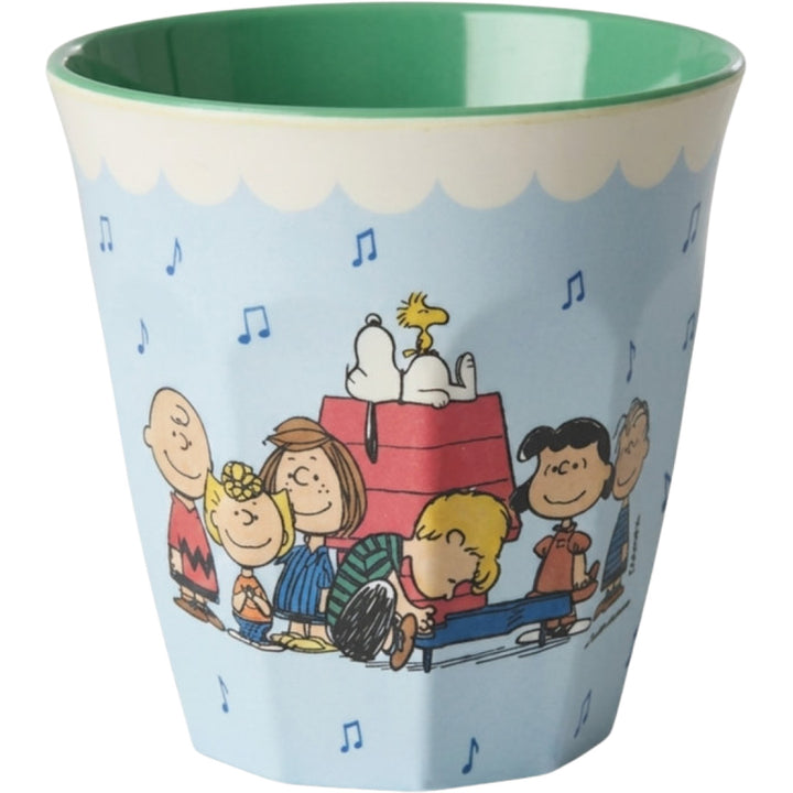 rice kinderbeker met Snoopy en Peanuts figuren die muziek maken.