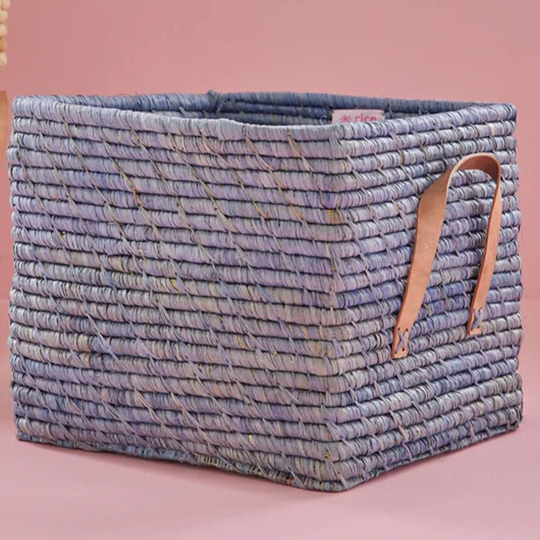 rice opbergmand raffia - blauw | BSRAT-30B  | 2