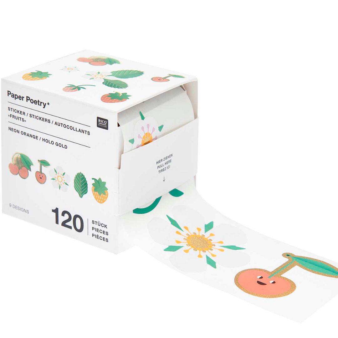 rol stickers - aardbeien & kersen - 120st | 300600 | 0