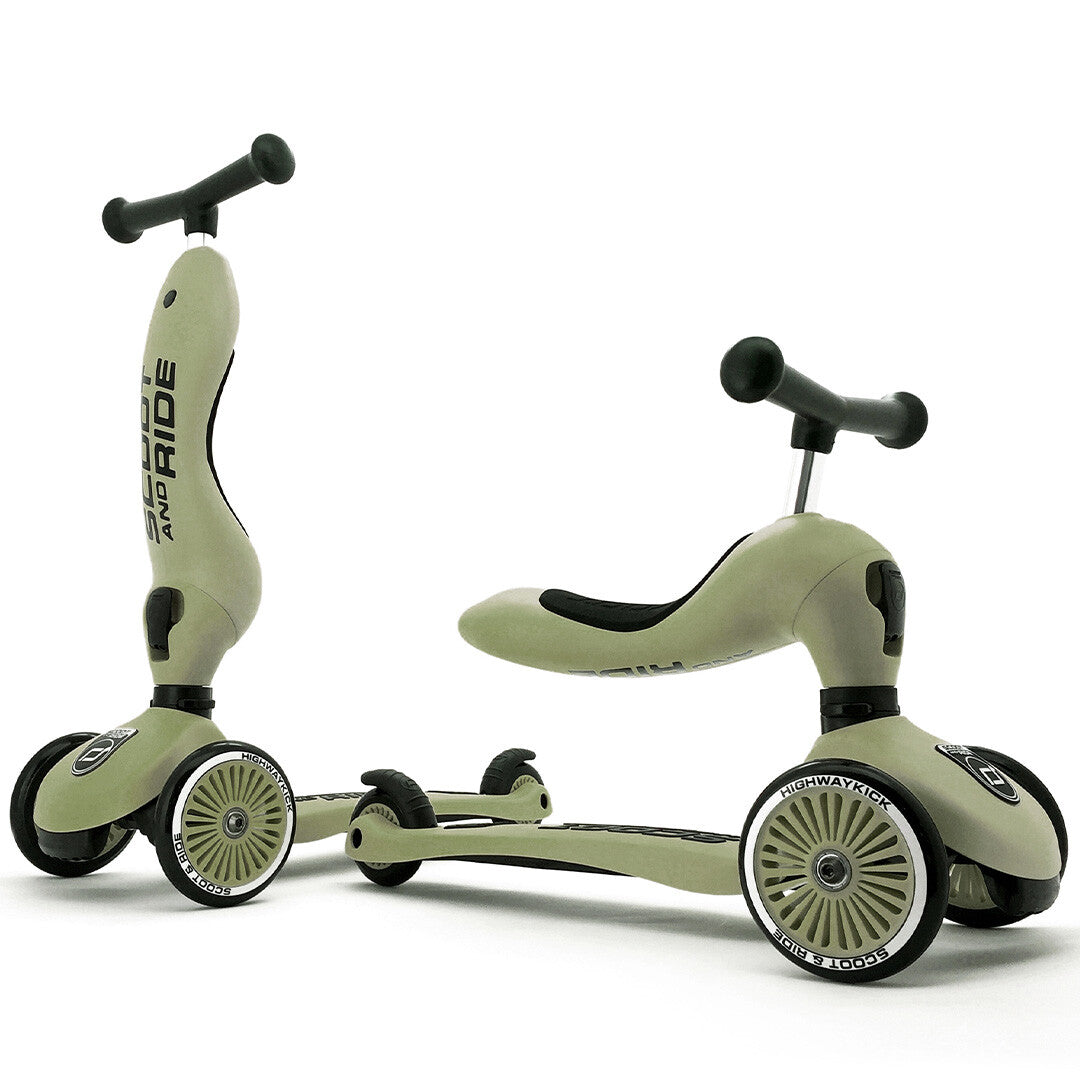 scoot and ride 2-in-1 loopfiets en step - highwaykick 1 - olive   | SR-00001 | 0