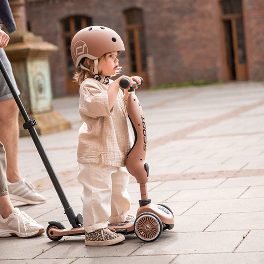scoot and ride draisienne et trottinette 2-en-1 - push and go - mocha mousse