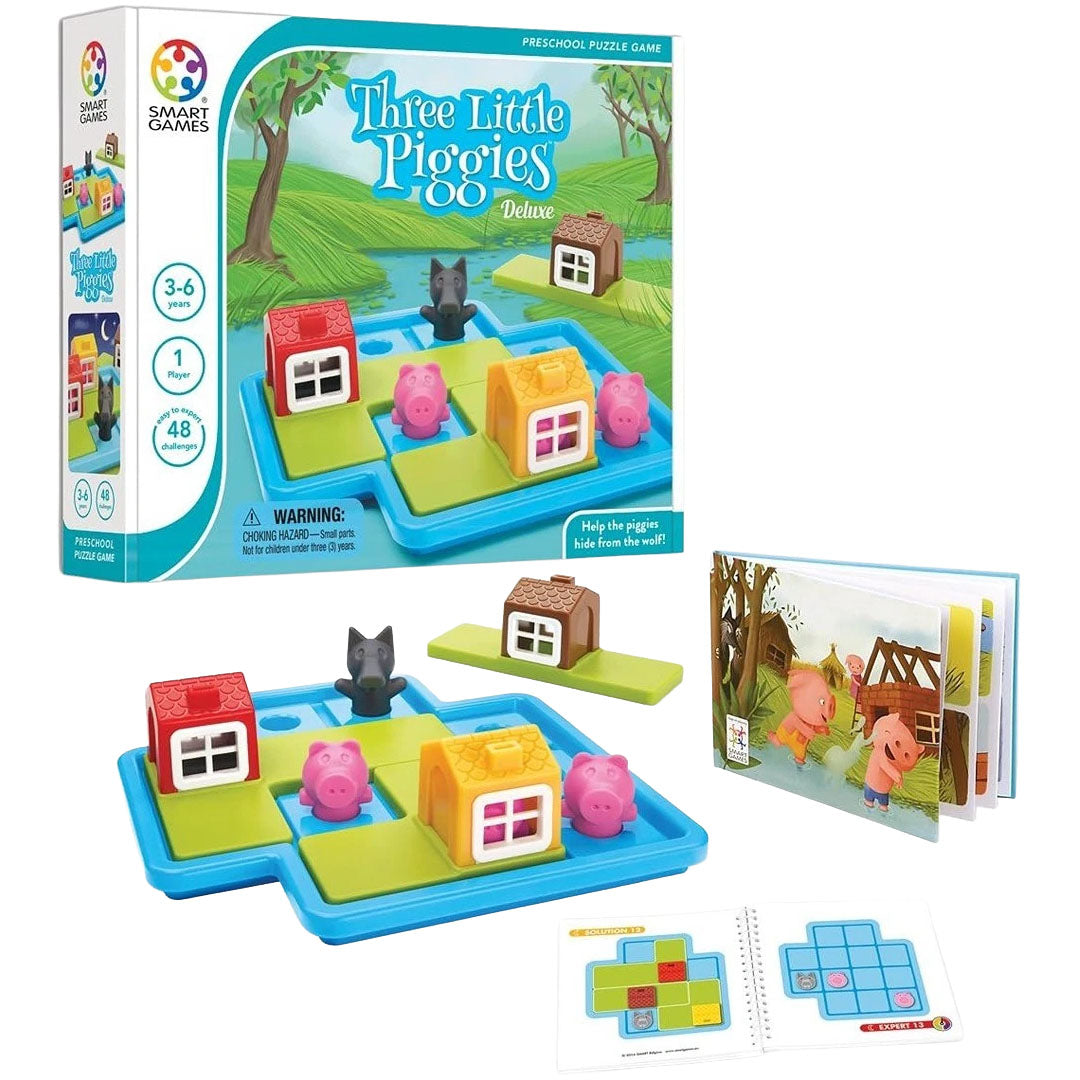smart games jeu de puzzle trois petits cochons - deluxe