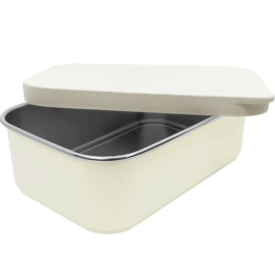 smikkels rvs broodtrommel met siliconen deksel crème - 900 ml | 01.10055 | 1
