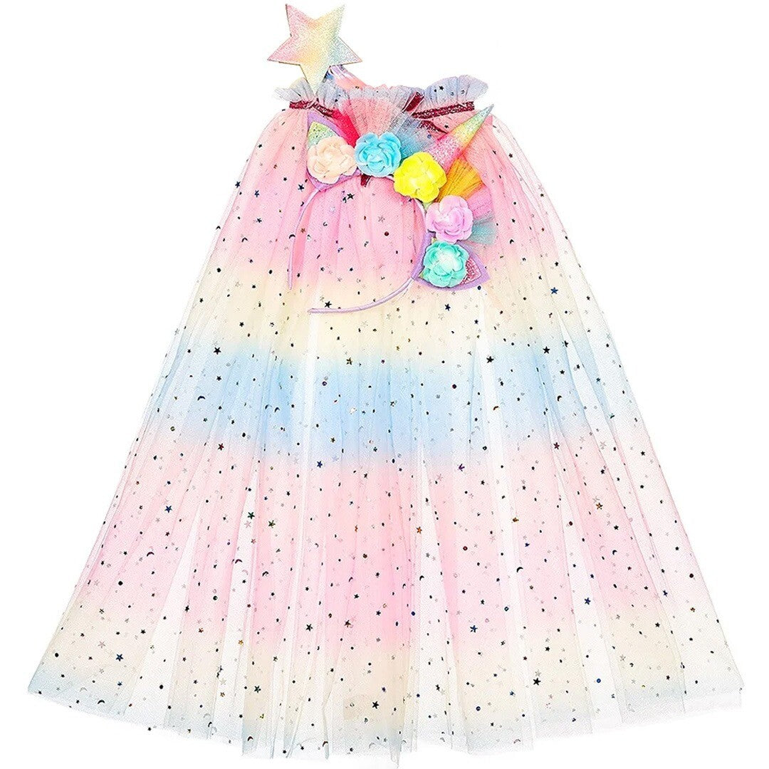 souza for kids verkleedcape eenhoorn met toverstaf en diadeem - 3-4 jaar | 101060 | 1