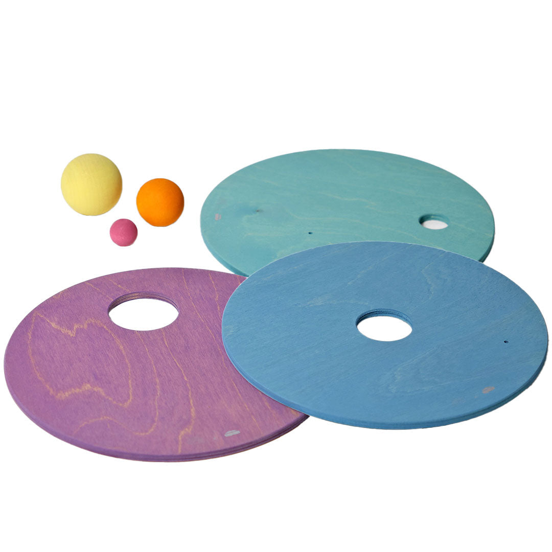 stapelstein original rainbow pastel met rolling discs - 6st + 3st | 501630 | 5