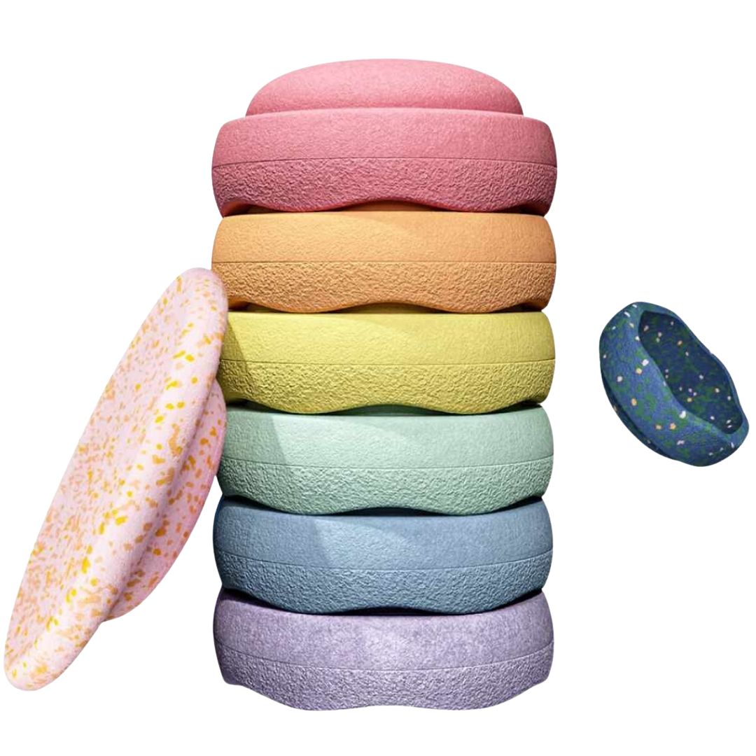 stapelstein rainbow met petal balance board - pastel