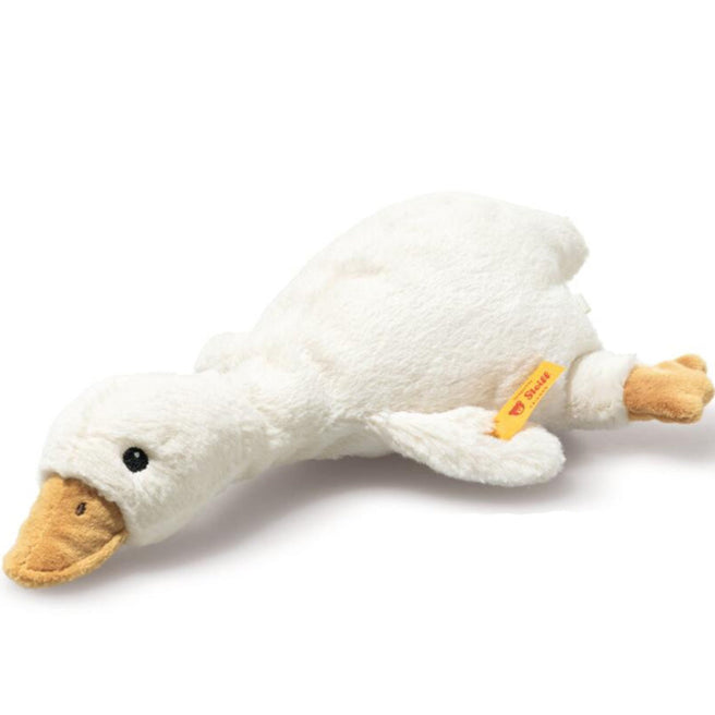 Steiff witte knuffelgans Gilda met rammelaar.