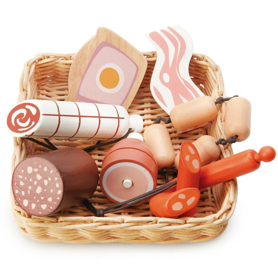 tender leaf toys gevlochten mand met charcuterie - 7st | 4608292 | 0