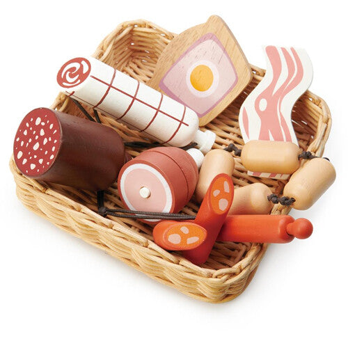 tender leaf toys gevlochten mand met charcuterie - 7st | 4608292 | 1