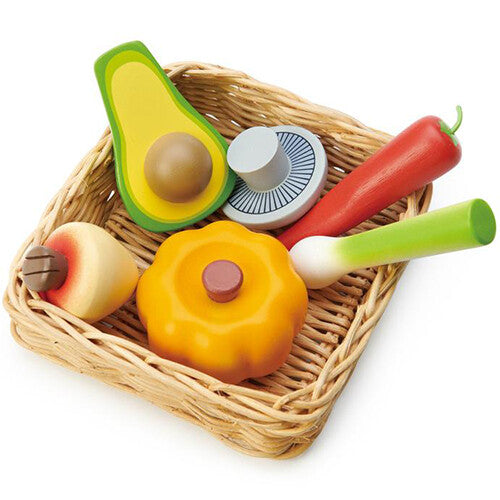 tender leaf toys gevlochten mand met groenten - 7st | 4608290 | 1