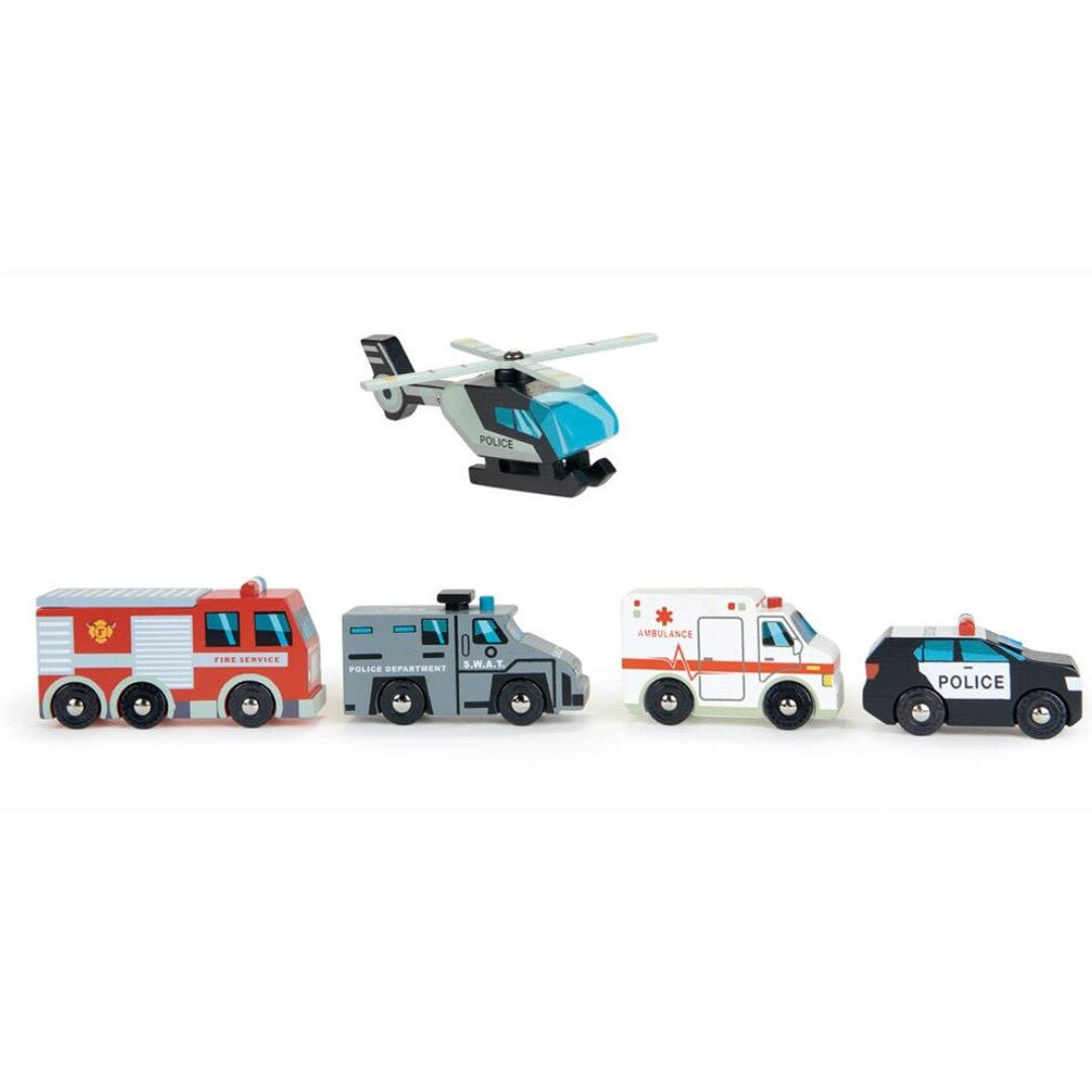 tender leaf toys hulpverleningsvoertuigen - 5st | 4608662 | 1