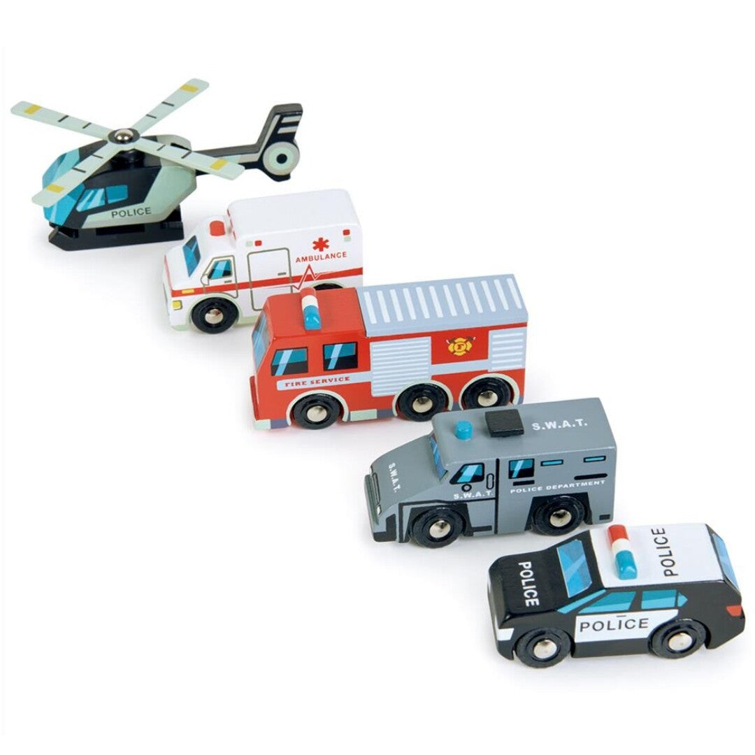 tender leaf toys hulpverleningsvoertuigen - 5st | 4608662 | 2