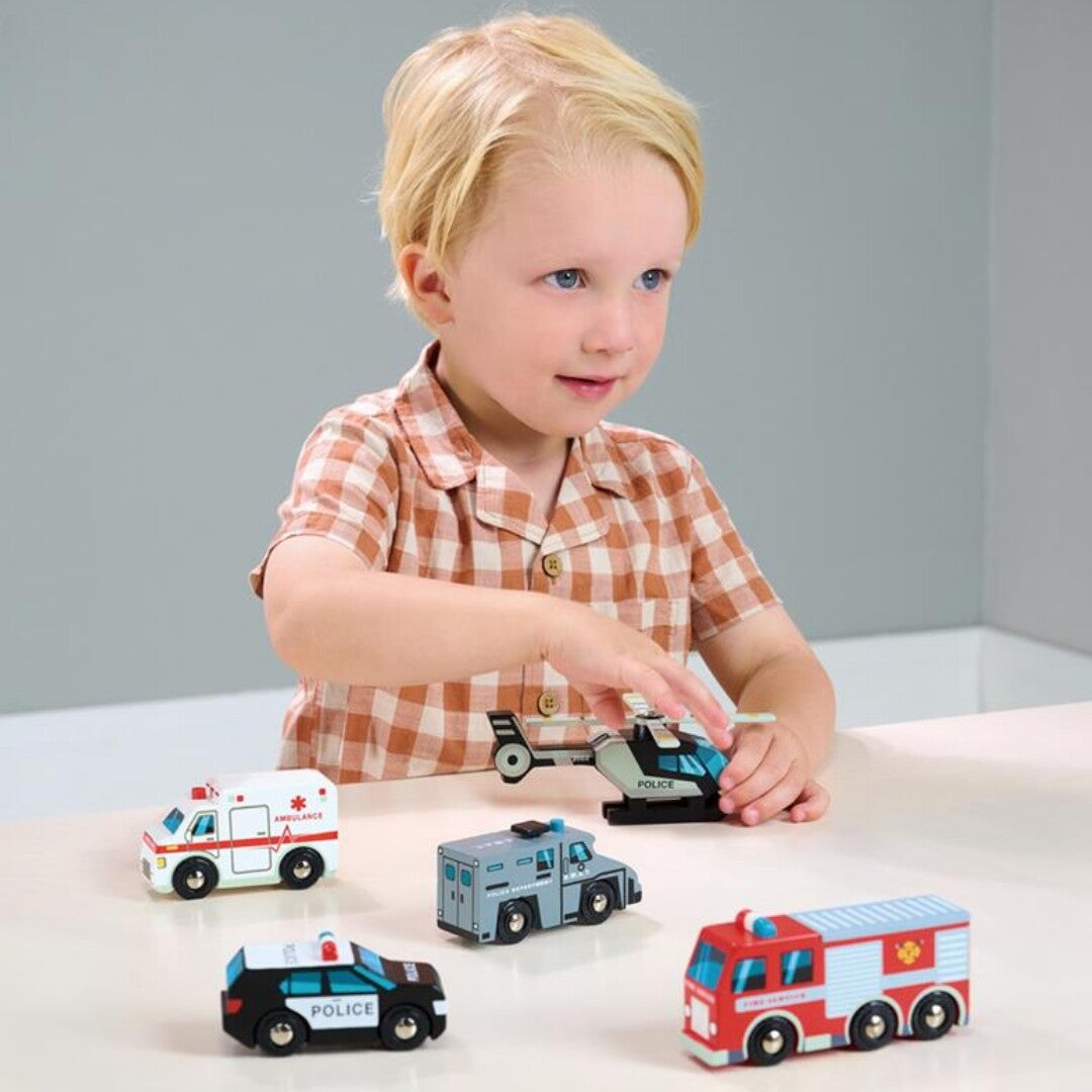 tender leaf toys hulpverleningsvoertuigen - 5st | 4608662 | 4