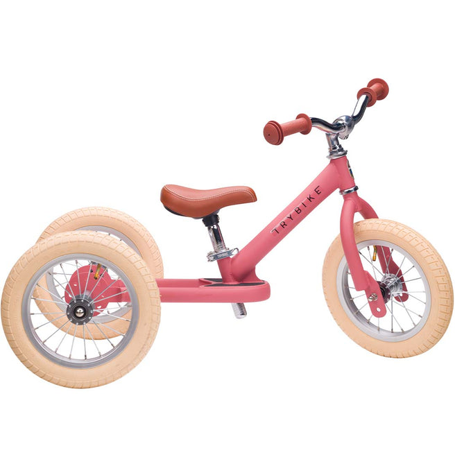 trybike steel 2-in-1 loopfiets vintage roze mat - bruin  | TBS3-MPNK-VIN | 0