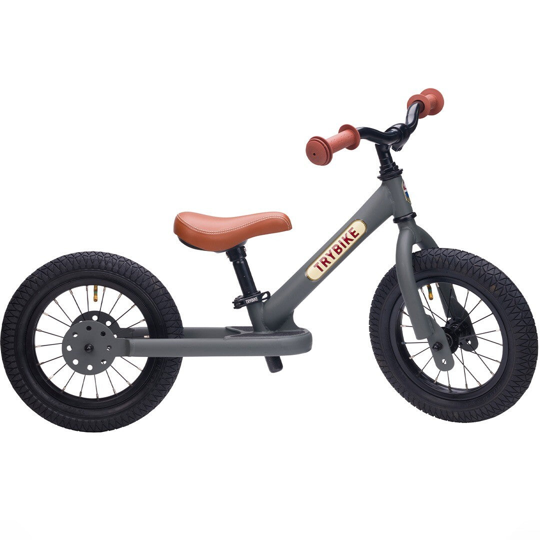 trybike steel loopfiets grijs mat - bruin | TBS2-MGRY | 0