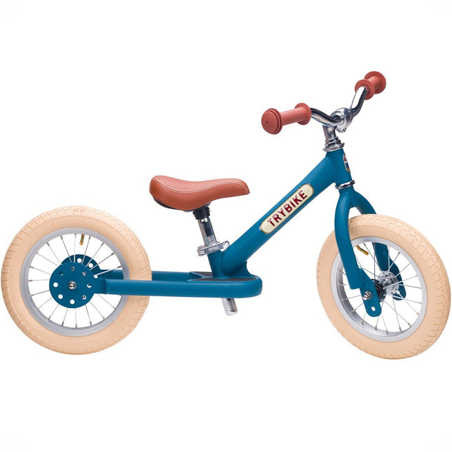 trybike steel loopfiets vintage blauw mat - bruin | TBS2-MBLU-VIN | 0