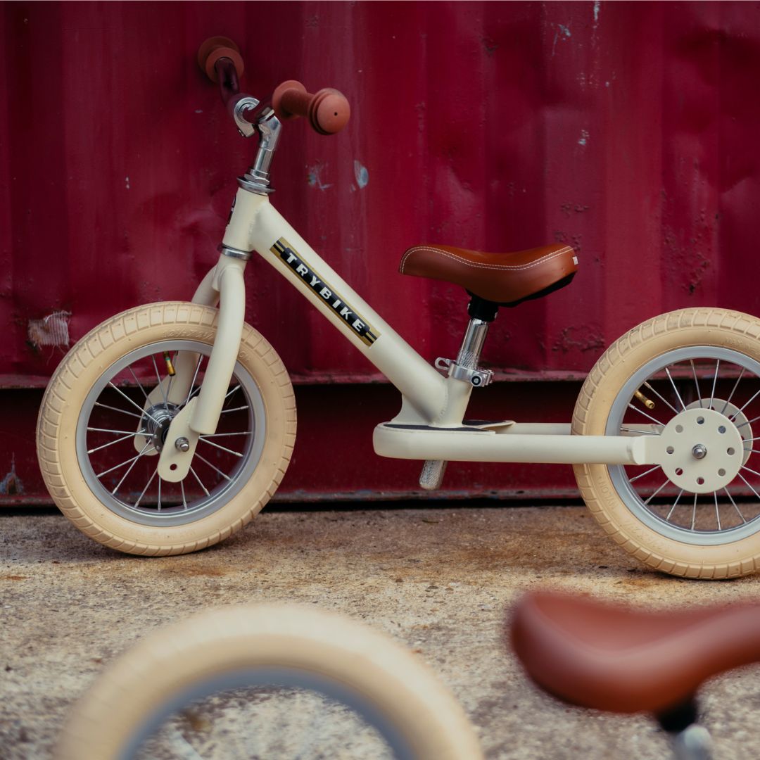 trybike steel loopfiets vintage cream mat - bruin | TBS-2-CRM-VIN | 2