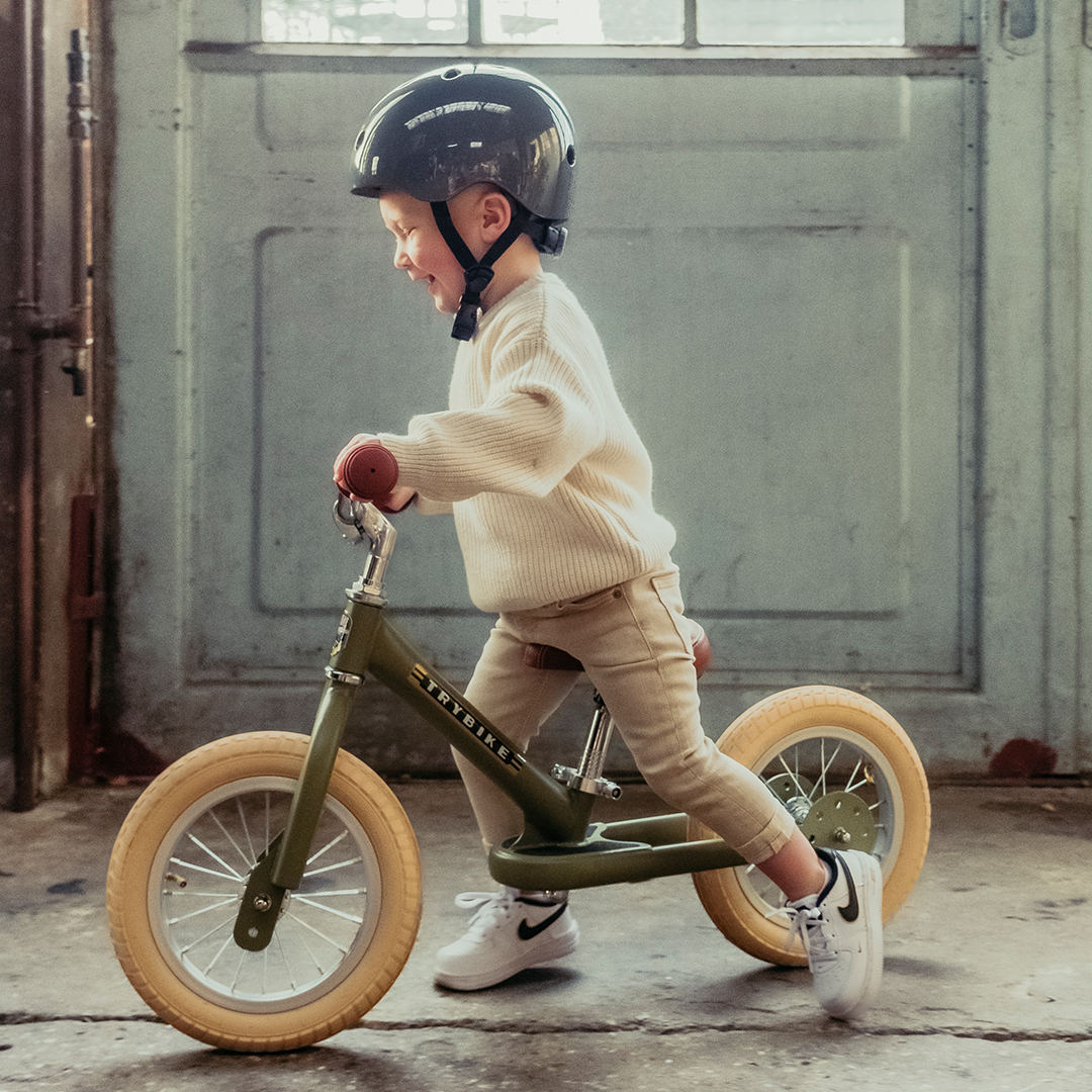 trybike steel loopfiets vintage groen mat - bruin | TBS-2-MGRN-VIN | 1