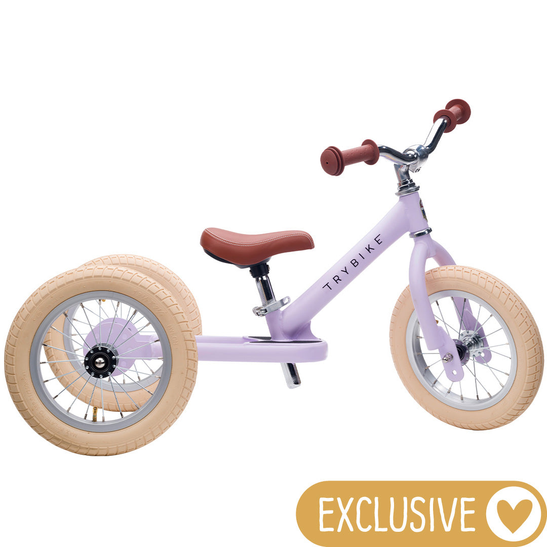 trybike steel 2-in-1 loopfiets vintage lila mat - bruin | tbs3mprlvin | 