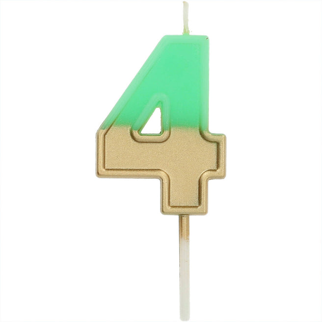 verjaardagskaars groen goud - 4 jaar | 18864 | 0