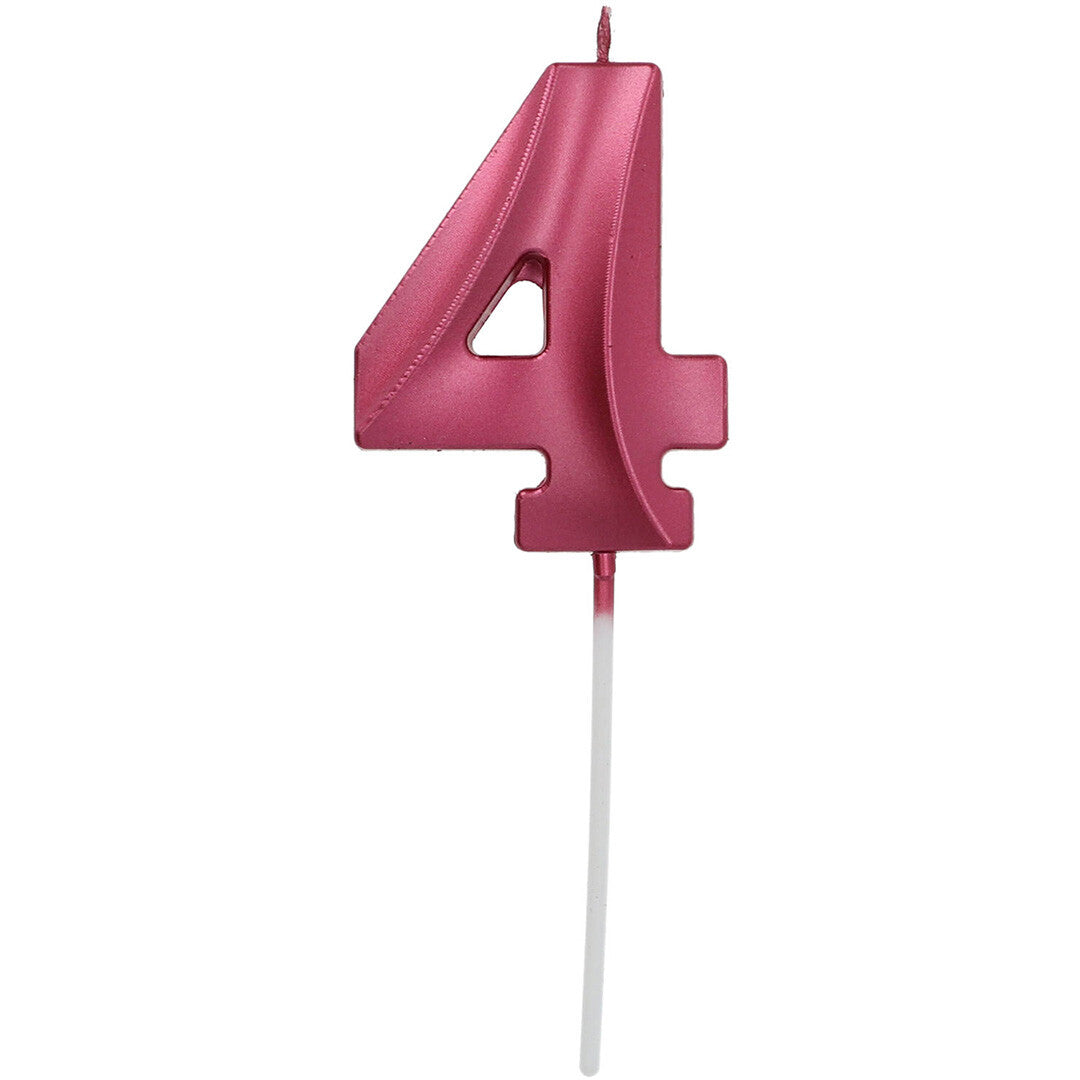 verjaardagskaars metallic roze - 4 jaar  | 24244 | 0