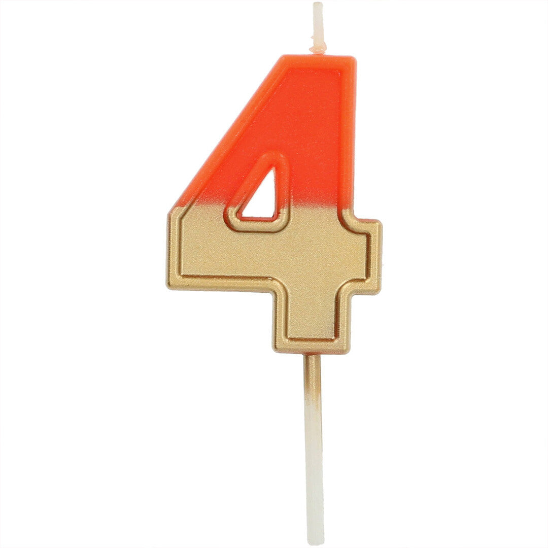 verjaardagskaars oranje goud - 4 jaar | 18704 | 0