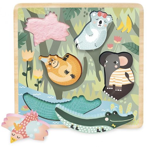 vilac houten puzzel touch and feel - jungle (5st) | VI8502 | 0