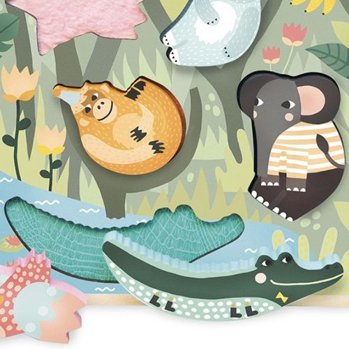vilac houten puzzel touch and feel - jungle (5st) | VI8502 | 1