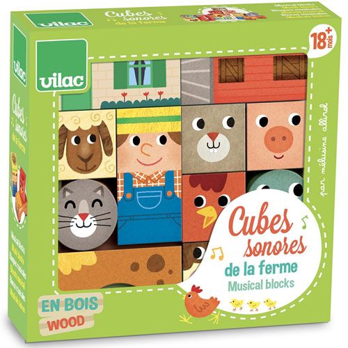 vilac houten rammel blokken - boerderij | VI2102 | 2