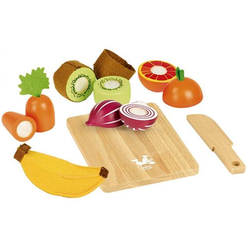 vilac houten snijplank met groenten en fruit - 14-delig | VI8106 | 0